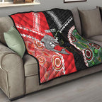 Custom Rugby Panthers and Dolphins Quilt 2026 Together Aboriginal Polynesian Pattern