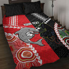 Custom Rugby Panthers and Dolphins Quilt Bed Set 2026 Together Aboriginal Polynesian Pattern
