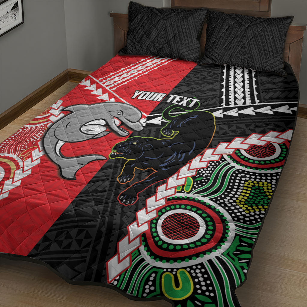 Custom Rugby Panthers and Dolphins Quilt Bed Set 2026 Together Aboriginal Polynesian Pattern