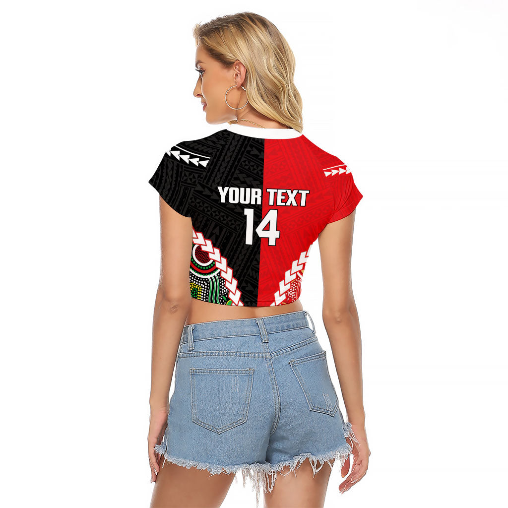 Custom Rugby Panthers and Dolphins Raglan Cropped T Shirt 2026 Together Aboriginal Polynesian Pattern