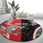 Custom Rugby Panthers and Dolphins Round Carpet 2026 Together Aboriginal Polynesian Pattern