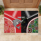 Custom Rugby Panthers and Dolphins Rubber Doormat 2026 Together Aboriginal Polynesian Pattern
