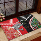 Custom Rugby Panthers and Dolphins Rubber Doormat 2026 Together Aboriginal Polynesian Pattern