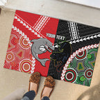 Custom Rugby Panthers and Dolphins Rubber Doormat 2026 Together Aboriginal Polynesian Pattern