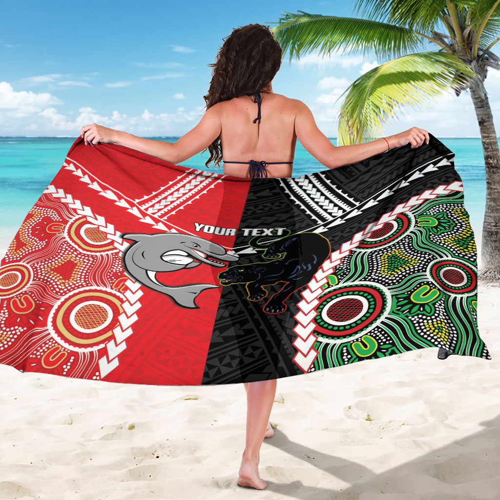 Custom Rugby Panthers and Dolphins Sarong 2026 Together Aboriginal Polynesian Pattern