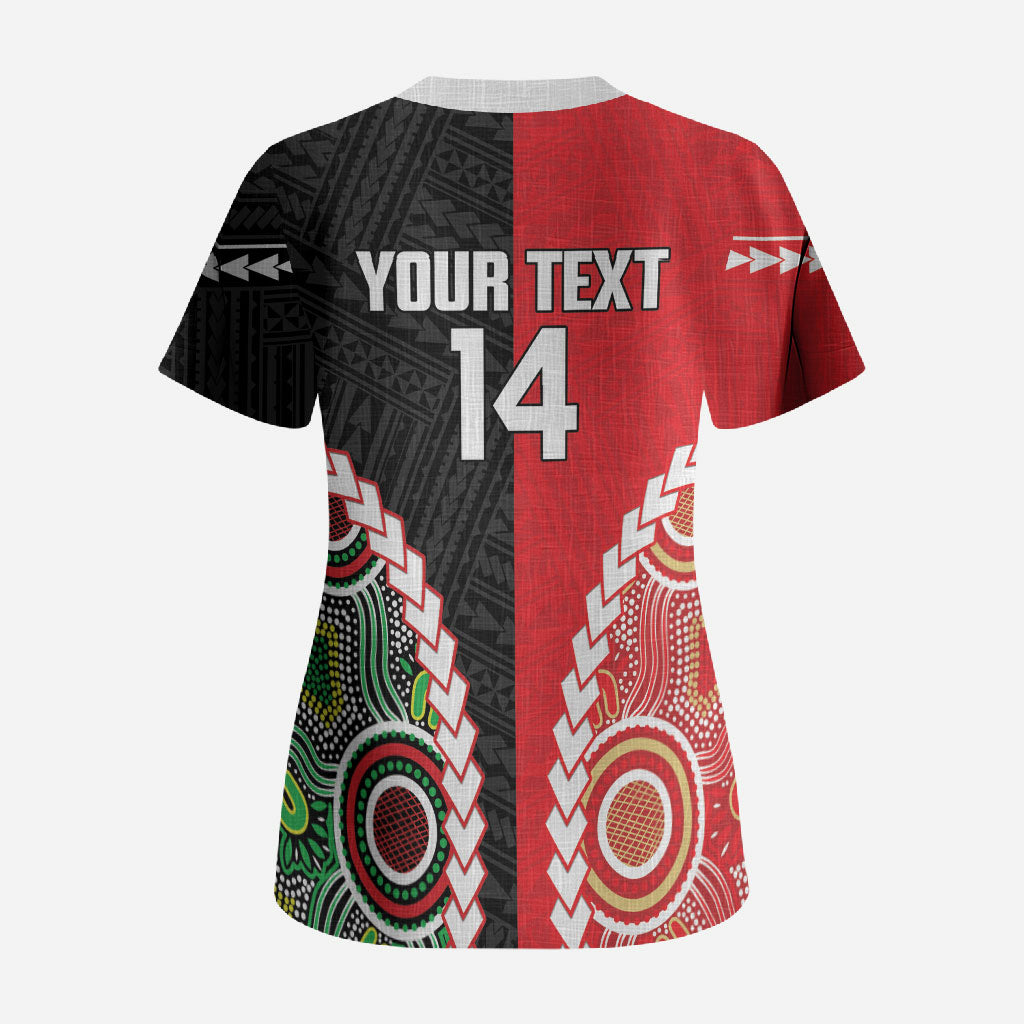 Custom Rugby Panthers and Dolphins Scrub Top 2026 Together Aboriginal Polynesian Pattern