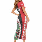 Custom Rugby Panthers and Dolphins Short Sleeve Bodycon Dress 2026 Together Aboriginal Polynesian Pattern LT14