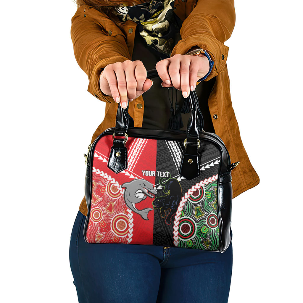Custom Rugby Panthers and Dolphins Shoulder Handbag 2026 Together Aboriginal Polynesian Pattern