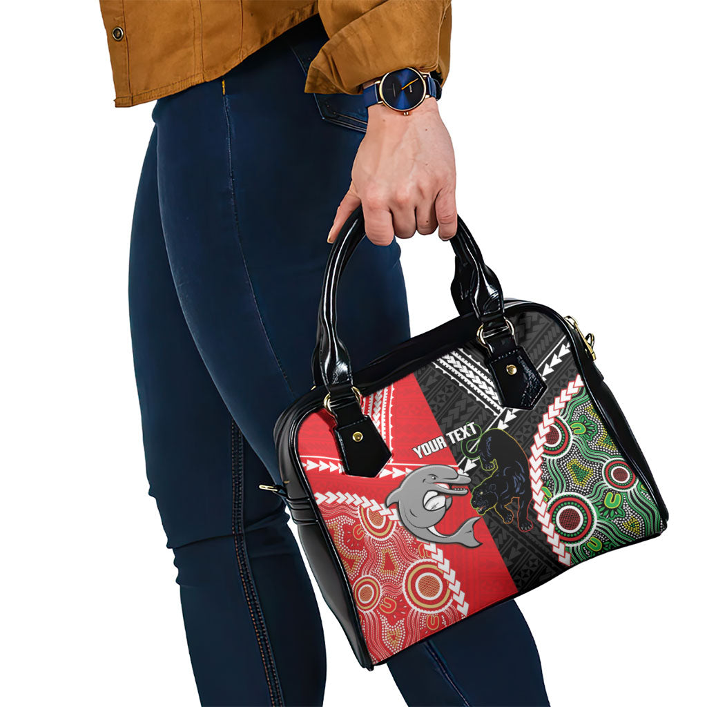 Custom Rugby Panthers and Dolphins Shoulder Handbag 2026 Together Aboriginal Polynesian Pattern