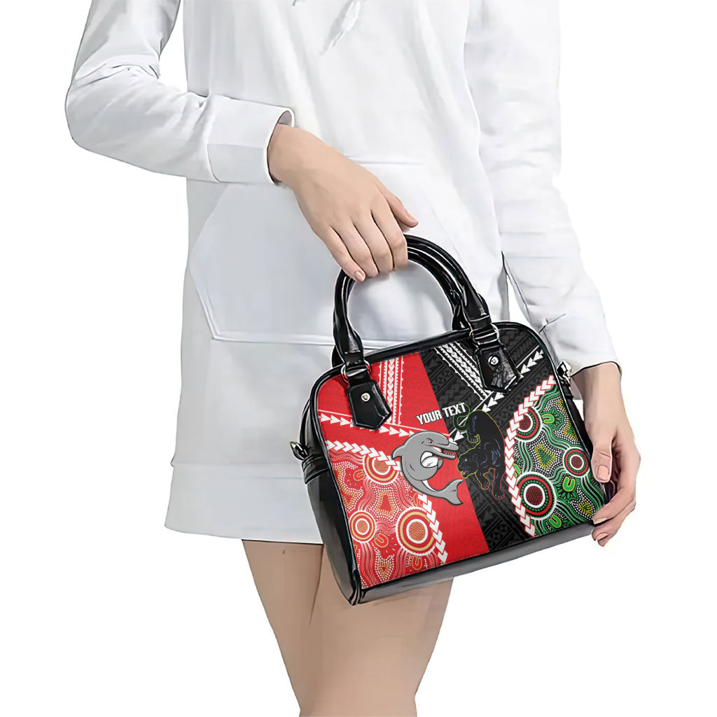 Custom Rugby Panthers and Dolphins Shoulder Handbag 2026 Together Aboriginal Polynesian Pattern