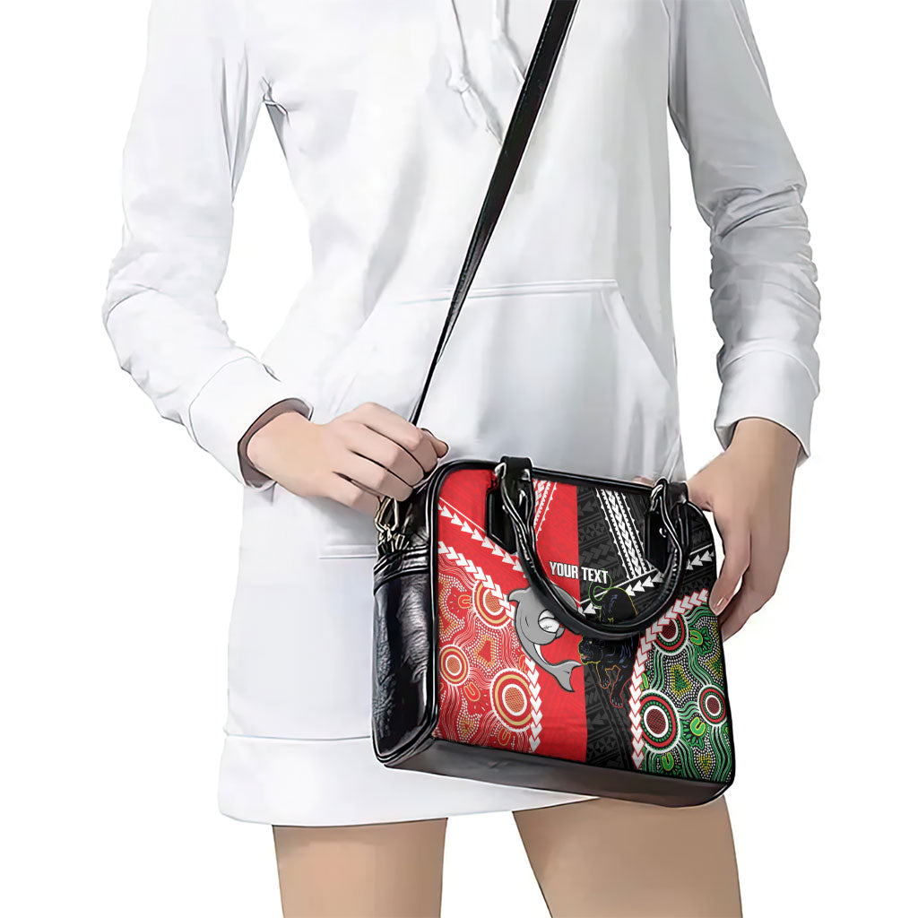 Custom Rugby Panthers and Dolphins Shoulder Handbag 2026 Together Aboriginal Polynesian Pattern