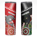 Custom Rugby Panthers and Dolphins Skinny Tumbler 2026 Together Aboriginal Polynesian Pattern