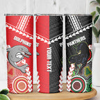 Custom Rugby Panthers and Dolphins Skinny Tumbler 2026 Together Aboriginal Polynesian Pattern
