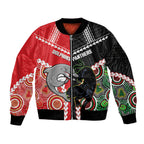 Custom Rugby Panthers and Dolphins Sleeve Zip Bomber Jacket 2026 Together Aboriginal Polynesian Pattern