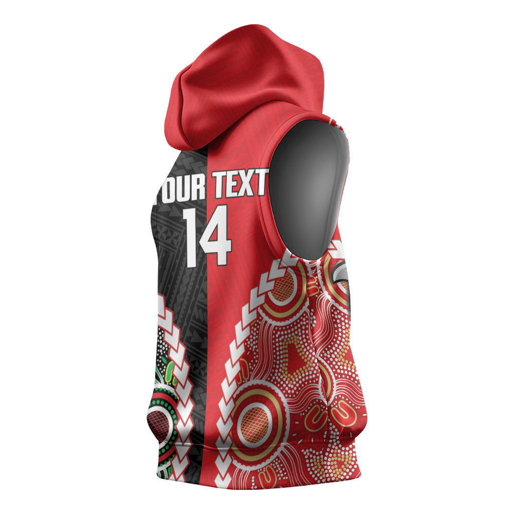 Custom Rugby Panthers and Dolphins Sleeveless Hoodie 2026 Together Aboriginal Polynesian Pattern
