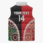 Custom Rugby Panthers and Dolphins Sleeveless Puffer Jacket 2026 Together Aboriginal Polynesian Pattern