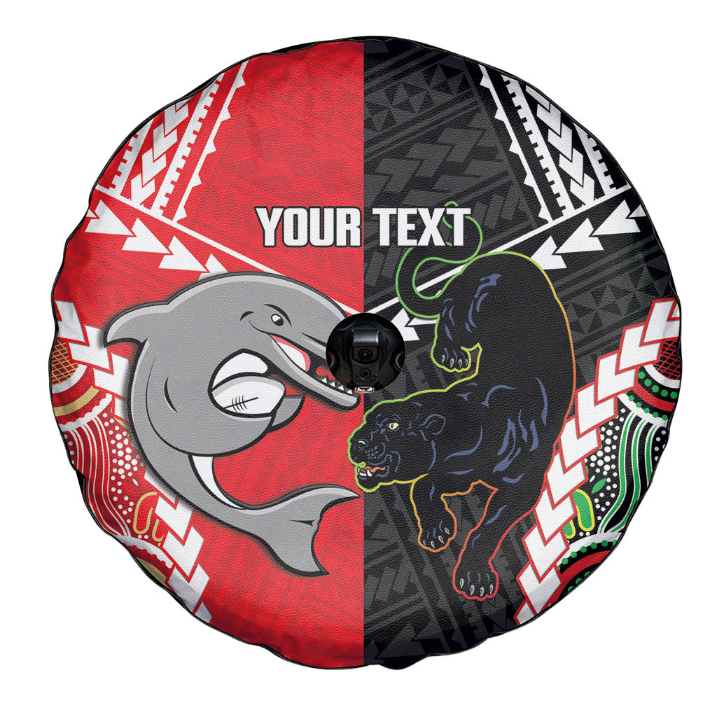 Custom Rugby Panthers and Dolphins Spare Tire Cover 2026 Together Aboriginal Polynesian Pattern