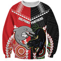 Custom Rugby Panthers and Dolphins Sweatshirt 2026 Together Aboriginal Polynesian Pattern