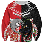 Custom Rugby Panthers and Dolphins Sweatshirt 2026 Together Aboriginal Polynesian Pattern