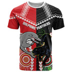 Custom Rugby Panthers and Dolphins T Shirt 2026 Together Aboriginal Polynesian Pattern