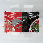 Custom Rugby Panthers and Dolphins Tablecloth 2026 Together Aboriginal Polynesian Pattern