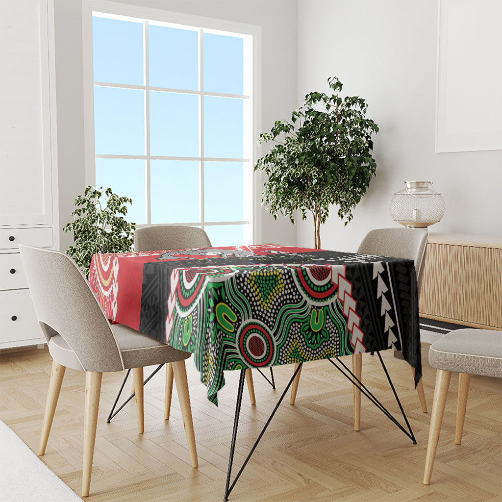 Custom Rugby Panthers and Dolphins Tablecloth 2026 Together Aboriginal Polynesian Pattern