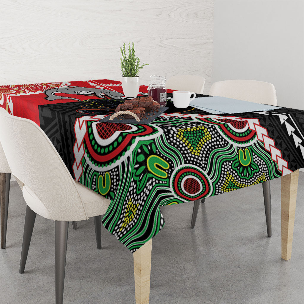 Custom Rugby Panthers and Dolphins Tablecloth 2026 Together Aboriginal Polynesian Pattern