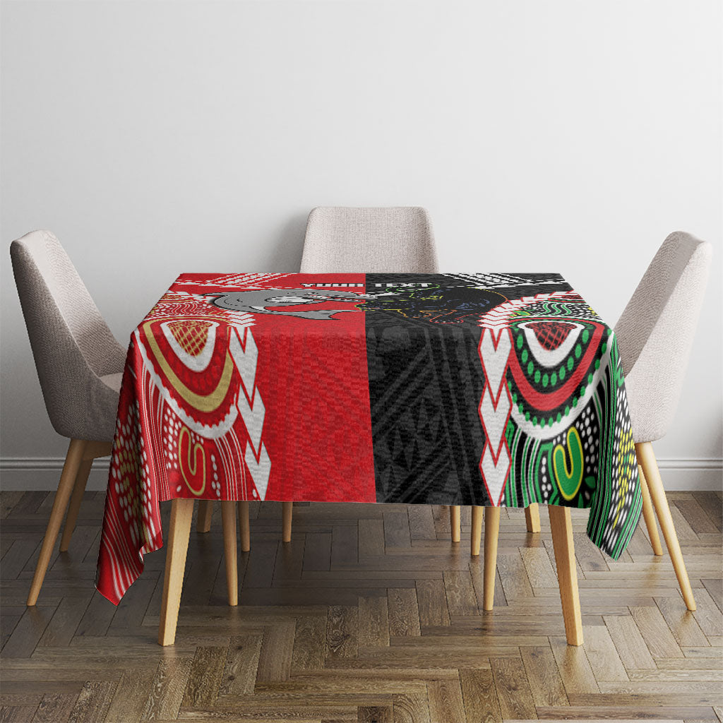 Custom Rugby Panthers and Dolphins Tablecloth 2026 Together Aboriginal Polynesian Pattern