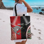 Custom Rugby Panthers and Dolphins Tote Bag 2026 Together Aboriginal Polynesian Pattern