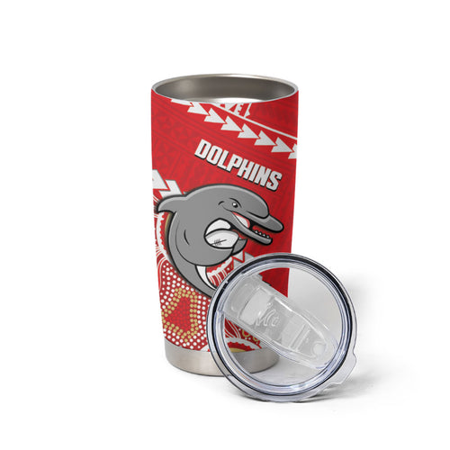 Custom Rugby Panthers and Dolphins Tumbler Cup 2026 Together Aboriginal Polynesian Pattern