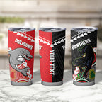 Custom Rugby Panthers and Dolphins Tumbler Cup 2026 Together Aboriginal Polynesian Pattern
