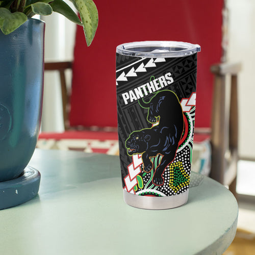 Custom Rugby Panthers and Dolphins Tumbler Cup 2026 Together Aboriginal Polynesian Pattern