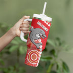 Custom Rugby Panthers and Dolphins Tumbler With Handle 2026 Together Aboriginal Polynesian Pattern