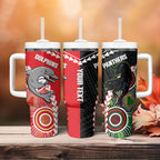 Custom Rugby Panthers and Dolphins Tumbler With Handle 2026 Together Aboriginal Polynesian Pattern