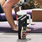 Custom Rugby Panthers and Dolphins Tumbler With Handle 2026 Together Aboriginal Polynesian Pattern