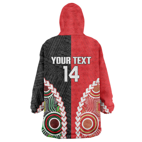 Custom Rugby Panthers and Dolphins Wearable Blanket Hoodie 2026 Together Aboriginal Polynesian Pattern