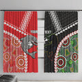 Custom Rugby Panthers and Dolphins Window Curtain 2026 Together Aboriginal Polynesian Pattern