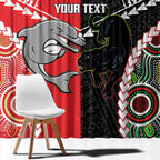 Custom Rugby Panthers and Dolphins Window Curtain 2026 Together Aboriginal Polynesian Pattern