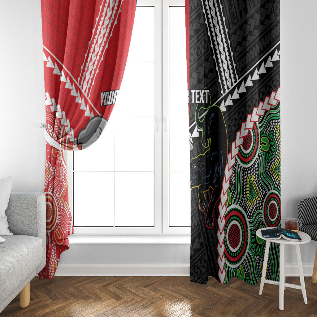 Custom Rugby Panthers and Dolphins Window Curtain 2026 Together Aboriginal Polynesian Pattern