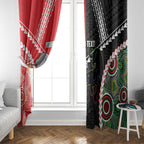 Custom Rugby Panthers and Dolphins Window Curtain 2026 Together Aboriginal Polynesian Pattern