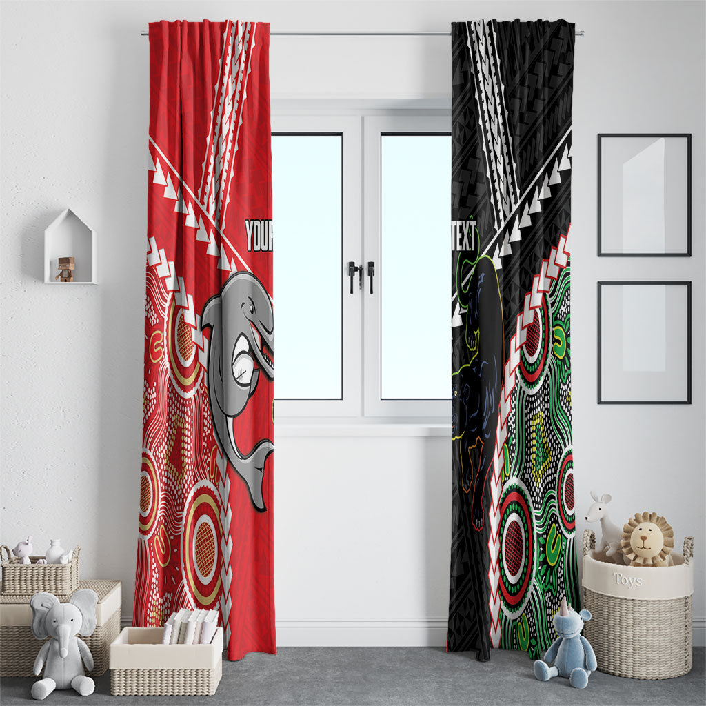 Custom Rugby Panthers and Dolphins Window Curtain 2026 Together Aboriginal Polynesian Pattern