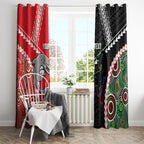 Custom Rugby Panthers and Dolphins Window Curtain 2026 Together Aboriginal Polynesian Pattern