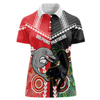 Custom Rugby Panthers and Dolphins Women Polo Shirt 2026 Together Aboriginal Polynesian Pattern