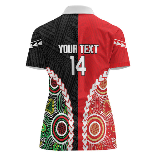 Custom Rugby Panthers and Dolphins Women Polo Shirt 2026 Together Aboriginal Polynesian Pattern