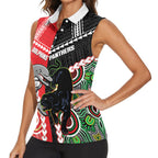 Custom Rugby Panthers and Dolphins Women Sleeveless Polo Shirt 2026 Together Aboriginal Polynesian Pattern
