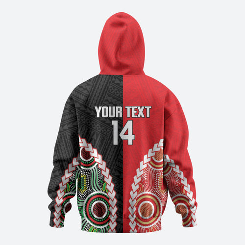 Custom Rugby Panthers and Dolphins Zip Hoodie 2026 Together Aboriginal Polynesian Pattern