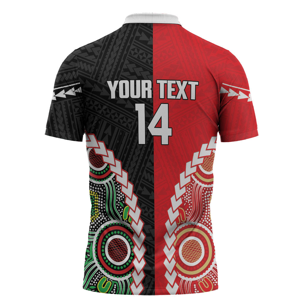 Custom Rugby Panthers and Dolphins Zipper Polo Shirt 2026 Together Aboriginal Polynesian Pattern