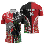 Custom Rugby Panthers and Dolphins Zipper Polo Shirt 2026 Together Aboriginal Polynesian Pattern