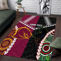 Custom Rugby Panthers and Broncos Area Rug 2026 Together Aboriginal Polynesian Pattern