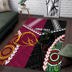 Custom Rugby Panthers and Broncos Area Rug 2026 Together Aboriginal Polynesian Pattern